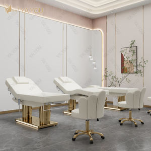 Giường <span class=keywords><strong>massage</strong></span> mặt 4 động cơ, cột đôi, chân đế kim loại mạ vàng cao cấp dành cho salon làm đẹp - Product Image 3