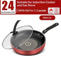 Nouvelle poêle à frire antiadhésive en acier au carbone avec poignée en plastique, design moderne, compatible tous feux pour steak et crêpes