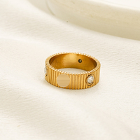 Europäisch-Amerikanischer Luxus-Designer-Modeschmuck Wasserdichter Nicht Anlaufender 18K Vergoldeter Kristallperlen Edelstahlring Damenschmuck