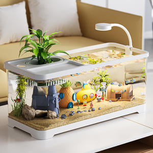 ตู้ปลาทรงสี่เหลี่ยมขนาดเล็กสำหรับตกแต่งบ้าน ทำจากพลาสติกใส มีฝาปิด เหมาะสำหรับเลี้ยงปลาทอง ปลาสวยงาม ตกแต่งห้องนั่งเล่น - Product Image 2