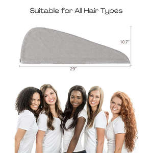 Serviette de séchage de cheveux en microfibre extra large, super absorbante, séchage rapide, enveloppe de cheveux avec bouton anti-frisottis pour femmes - Product Image 2