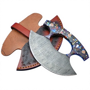 Handmade Damascus Chef Ulu <b>Knives</b> with Curved Blade Eco-Friendly <b>Bone</b> <b>Handle</b> & Leather Sheath Fixed blade Ulu Knifes - Product Image 6