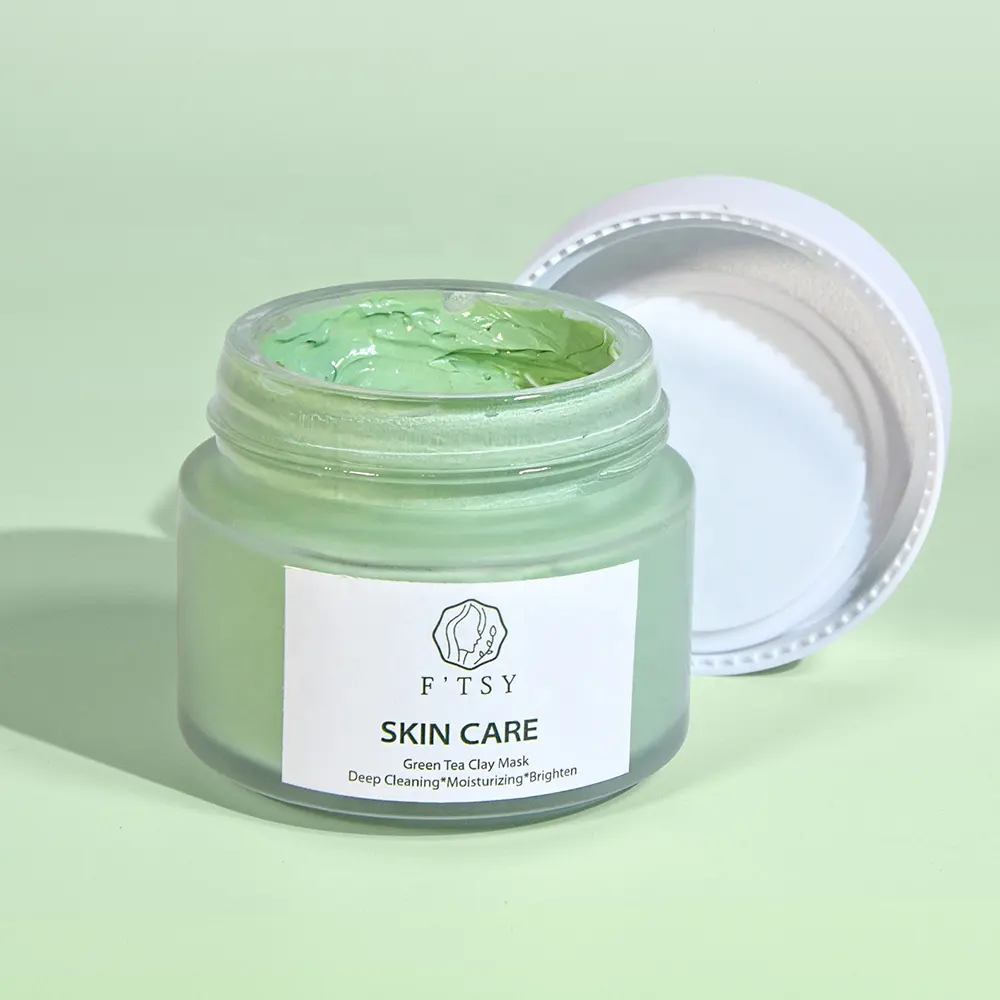 Label privé nettoyage en profondeur naturel contrôle de l'huile Detox Aloe Vera thé vert Matcha masque à l'argile pour le visage