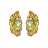 Boucles d'oreilles clous hypoallergéniques en acier inoxydable plaqué or 18 carats, motif coquillage irrégulier inspiré de l'océan pour femme