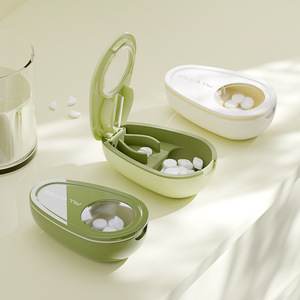 Mini dispensador cortador de pastillas, pastillero portátil sellado con espejo para dividir y almacenar tabletas, diseño de plástico Hy 0162 - Product Image 5