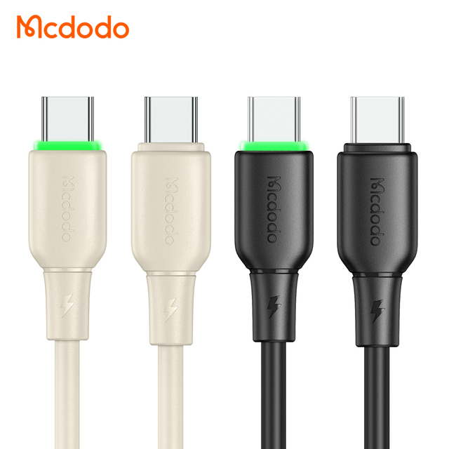 Mcdodo 477/476  1.2M 60W USB-C Cable 65W Led Silicone No Winding Super Charge 65W Pd Type-c to Type-c Cable for iPad iPhone 15