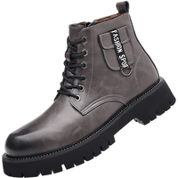 Bottes Martin tendance pour hommes en cuir véritable, bottes de travail d'inspiration britannique, chaussures d'hiver montantes doublées en polaire et coton