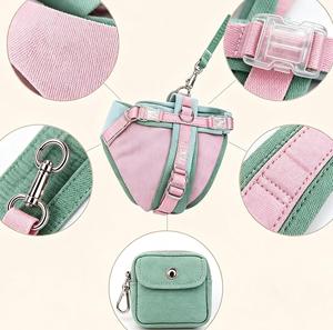 No Pull Small Dog Vest <b>Harness</b> and Leash Set Soft Breathable Corduroy <b>Pet</b> <b>Harness</b> with Collar Bandana Poop Bag Escape Proof Ad - Product Image 1