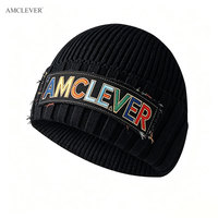 AMCLEVER 2026 Bonnet en tricot d'hiver coupe-vent chaud pour hommes et femmes, idéal pour la course, le cyclisme et les sports, casquette décontractée anti-froid, logo personnalisé OEM