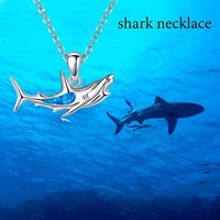 925 Sterling Silver Ocean Shark Pendentif avec Opale Bleue Bijoux pour Femmes Mignon Animal Requin Chaîne Requin Semaine Cadeaux