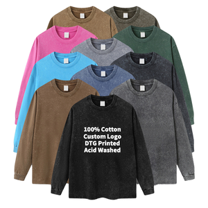 Camiseta de Hombre Oversize de Algodón 100% Pesado, Estilo Vintage, Lavado Ácido, Personalizable OEM, Lisa para Estampar, Antiarrugas, Transpirable, Estilo Urbano - Product Image 1