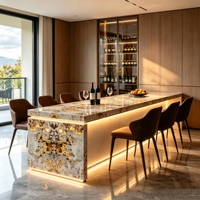 Fond en pierre frittée semi-translucide personnalisable et mat pour murs, comptoirs de bar, îlots, salles à manger et espaces extérieurs