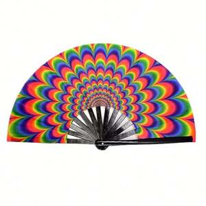 Éventail pliant personnalisé grand format Guan Sen 33 cm – Idéal pour la danse, les mariages, les cadeaux promotionnels – Technique de peinture sur tissu – Vente en gros - Product Image 4