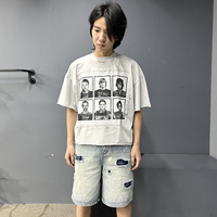 T-shirt pour homme à col double, streetwear créatif, vente en gros, coton de haute qualité, manches courtes, imprimé tendance