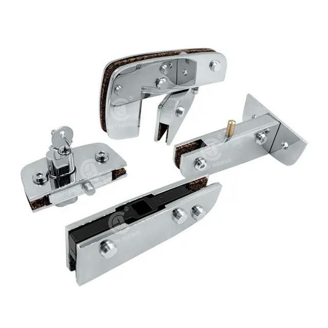 Tempered glass swing door accessories bottom and top corner center patch fitting for glass door clamp