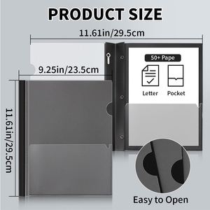 Plastic Clear Front Report Covers with 3 Prongs Portfolio <b>Folder</b> for 8.5x11 Letter Size <b>Paper</b> - Product Image 2