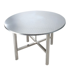 Bàn ăn tròn bằng thép không gỉ, di động, tháo rời được, dùng cho nhà hàng thương mại, khách sạn, tiệc chiêu đãi, sự kiện trong nhà/ngoài trời - Product Image 5