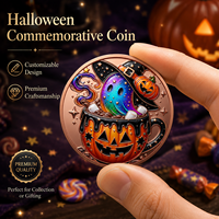 Pièces de monnaie double face 1 oz et 5 oz en cuivre pur 999, à motif fantôme hanté, en relief, colorées UV, effet proof-like, pour décoration macabre et artisanat métallique