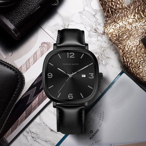 Montre à quartz étanche pour homme, tendance mode, bracelet en cuir carré, calendrier étudiant - Product Image 3