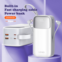 Banque d'alimentation multifonctionnelle LDNIO PQ50 grande capacité 50000mAh avec câble intégré pour téléphone 15 14 13 Pro Max et ordinateur portable