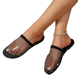 Dép đi biển đế bằng pha lê nước kiểu mới mùa hè Qf1 dành cho nữ, có size lớn và thiết kế mũi kín - Product Image 1