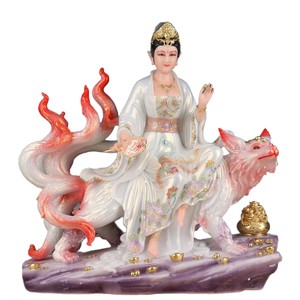 Statues en imitation porcelaine de renard à neuf queues, reine, fée, pour la maison, motif floral de <span class=keywords><strong>dragon</strong></span>, style Bouddha - Product Image 5