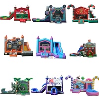 Château Gonflable Personnalisable pour Salle de Danse avec Scène DJ Musicale et Toboggan Aquatique pour Location Événementielle