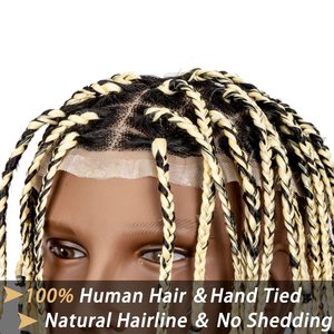 BLT Naturel Noir Cheveux Humains Mélange <span class=keywords><strong>Blond</strong></span> Synthétique 48 Mèches Tresses Carrées Rallongements Dreadlocks Toupet pour Hommes en Stock - Product Image 4