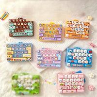 Jouet de décompression à 26 touches, clavier mécanique miniature, porte-clés - Matériau EVA, motif rayé, promotion