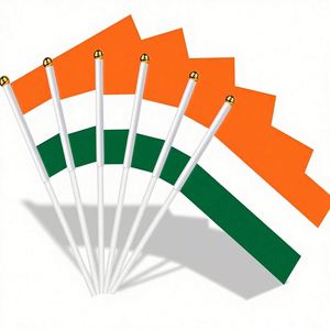 15 Banderas Indias con Asta, Decoraciones para Fiestas, 14x21cm, Asta Blanca de Poliéster, para el Día de la Cultura, Eventos Deportivos, Jardín, Uso en Exteriores - Product Image 1