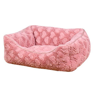سرير كلب بنمط مخطط فاخر سرير حيوان أليف ناعم مع وسادة قابلة للإزالة مربعة الشكل كرتون للتغليف - Product Image 4