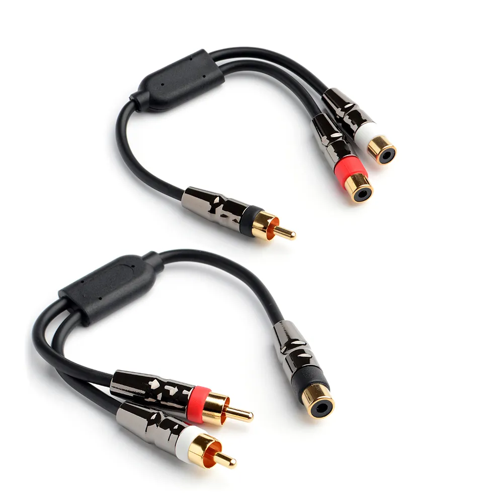 Высококачественный кабель 1 в 2 штекер-гнездо AV/RCA кабель из цинкового сплава бинауральный моно стерео высококлассный кабель Поддержка для пользовательского RCA