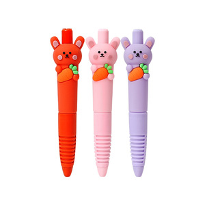 Carrot Rabbit Ballpoint Pen 0.5mm Black Ink Metal Tip Rubber Grip Student Office Stationery - Product Image 5
