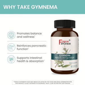 แคปซูลสมุนไพร Gymnema sylvestre 60แคปซูลรองรับอาหารเสริมการเผาผลาญคาร์โบไฮเดรต - Product Image 3