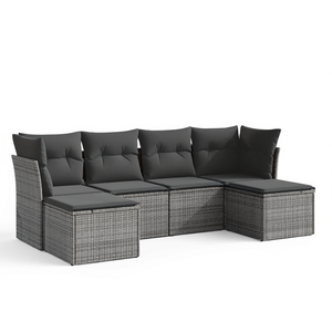 Ensemble de canapés de jardin 6 pièces gris en rotin PE avec structure en acier, mobilier d'extérieur au design contemporain, sièges de jardin durables - Product Image 1