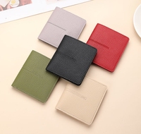 Dompet wanita kulit PU Ultra tipis, dompet wanita Multi Slot, kulit PU, lipat ganda, Minimalis, sederhana, dompet kartu, koin wanita, mode 2025
