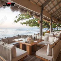 Juego de Muebles de Exterior de Madera Maciza Modernos y Lujosos con Sofá Impermeable para Uso en Restaurantes junto al Mar