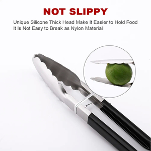 Ensemble de pinces de cuisine en acier inoxydable avec embouts en silicone pour ustensiles de cuisson antiadhésifs, pinces de barbecue élégantes et robustes - Product Image 6