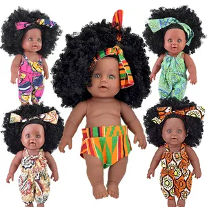 2021 Hot Sale Black Dolls Baby Girl Presentes de aniversário Lovely Baby Doll 12 Inch African Black Dolls