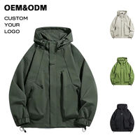 Veste de ski tactique pour homme avec logo personnalisé, séchage rapide, multi-poches, à capuche, 100% polyester, coupe-vent, imperméable, randonnée, camping, vente en gros