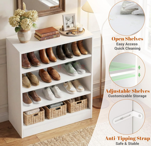 Zapatero Moderno Grande Estilo Rústico con Puertas, Estantes Ajustables <span class=keywords><strong>de</strong></span> 5 Niveles, Almacenamiento <span class=keywords><strong>de</strong></span> Zapatos <span class=keywords><strong>de</strong></span> Madera para Entrada, Pasillo, Armario - Product Image 4