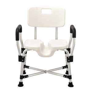 Wheeled Commode Chair For Elderly And Disabled Shower <b>Bath</b> Seat With Backrest And Armrests <b>Portable</b> Toilet Stool - Product Image 2