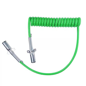 Factory Wholesale Green 15ft 7-Way Coiled Electrical Cable for Semi Truck <b>Trailer</b> <b>Tractor</b> - Product Image 1