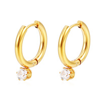 Boucles d'oreilles pendantes HECATE de luxe léger, tendance bohème européenne et américaine, en acier inoxydable avec zircon circulaire et griffes, plaqué or 18 carats