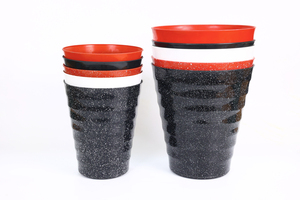 Pots de fleurs en plastique côtelé modernes en gros - Jardinières durables en PP avec effet pierre et finition brillante, petite taille - Product Image 6