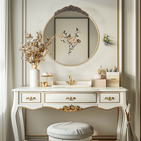 Miroir mural antique Miroir rond en laiton baroque vintage Cadre en métal Miroir mural rond glamour antique pour entrée, salon