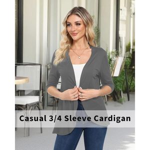 เสื้อคาร์ดิแกนแขน 3/4 สำหรับผู้หญิง Xeoxarel แบบถัก สวมใส่สบาย ระบายอากาศได้ดี เปิดด้านหน้า - Product Image 5