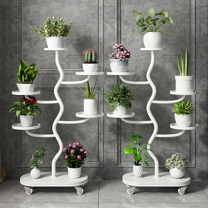 Support à fleurs rond <span class=keywords><strong>en</strong></span> aluminium nordique, moderne, intérieur/extérieur, maison et jardin, balcon multi-niveaux, support à pots de fleurs de luxe personnalisable - Product Image 3