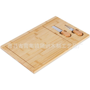 Planche à fromage en bambou avec ensemble couteau et fourchette, planche à découper en bois pour fruits, légumes, pain, plateau de service style occidental - Product Image 5