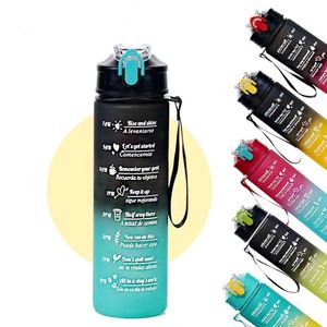 Botella de Agua Deportiva de Plástico Tritan de 800 ml, Libre de BPA, con Marcador de Tiempo, Tapa Abatible a Prueba de Fugas, para Fitness y Motivación - Product Image 1